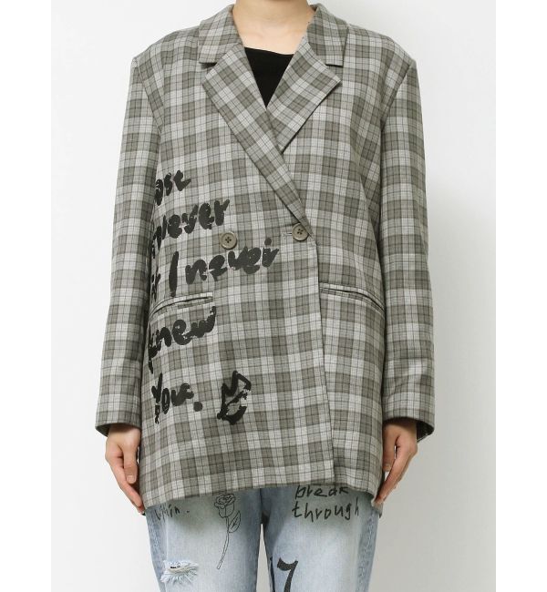 EVRIS「グラフィックオーバーサイズチェックジャケット」|テーラードジャケット|