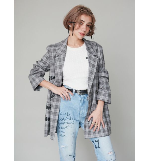 EVRIS「グラフィックオーバーサイズチェックジャケット」|テーラードジャケット|