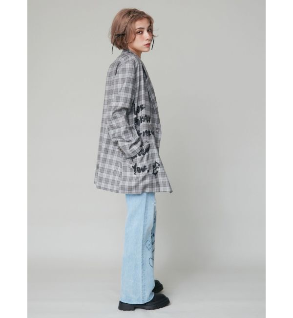 EVRIS「グラフィックオーバーサイズチェックジャケット」|テーラードジャケット|