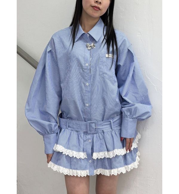 jouetie「ヘムフリルチュニックシャツ」|シャツ・ブラウス|ブルー
