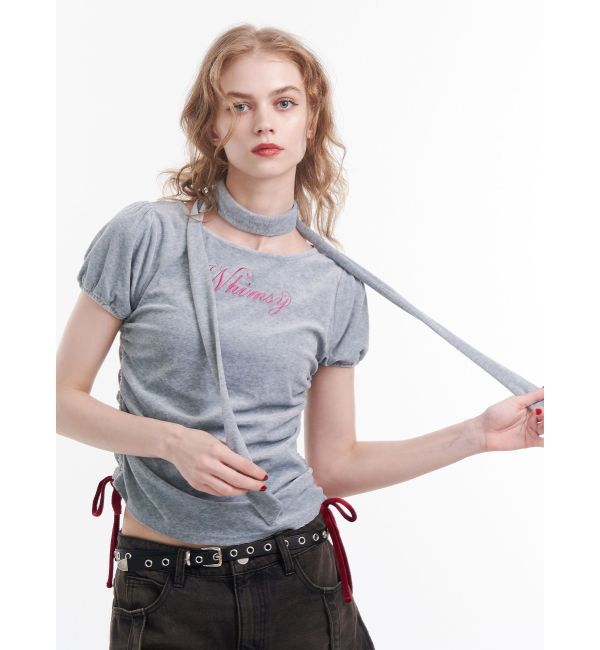 jouetie「ベロアチョーカートップス」|Tシャツ・カットソー|グレー