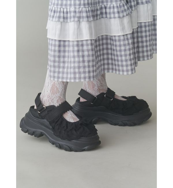 merry jenny「frill back strap sandal sneakers」|スニーカー|ブラック