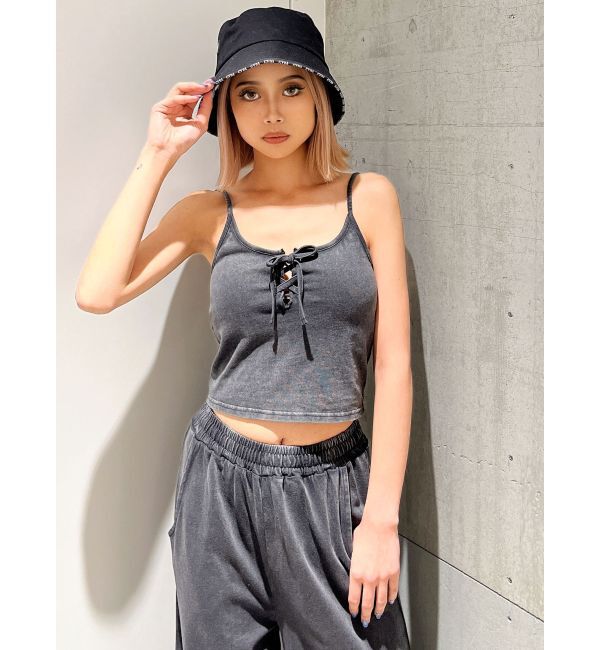 GYDA「フロントレースアップブリーチビスチェ」|キャミソール|ブラック