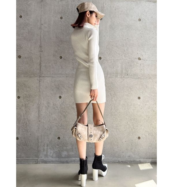 GYDA「ハーフZIPリブニットワンピース」|ワンピース|