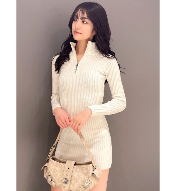 GYDA「ハーフZIPリブニットワンピース」|ワンピース|