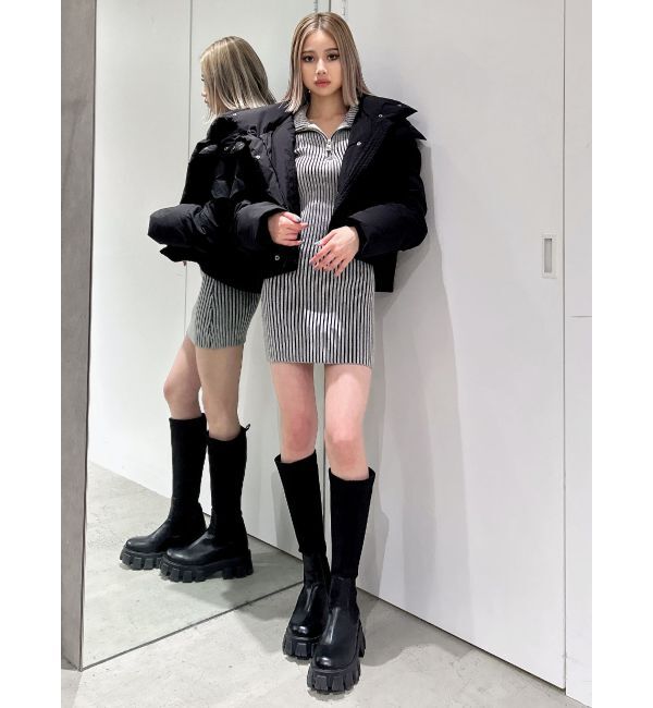 GYDA「ハーフZIPリブニットワンピース」|ワンピース|