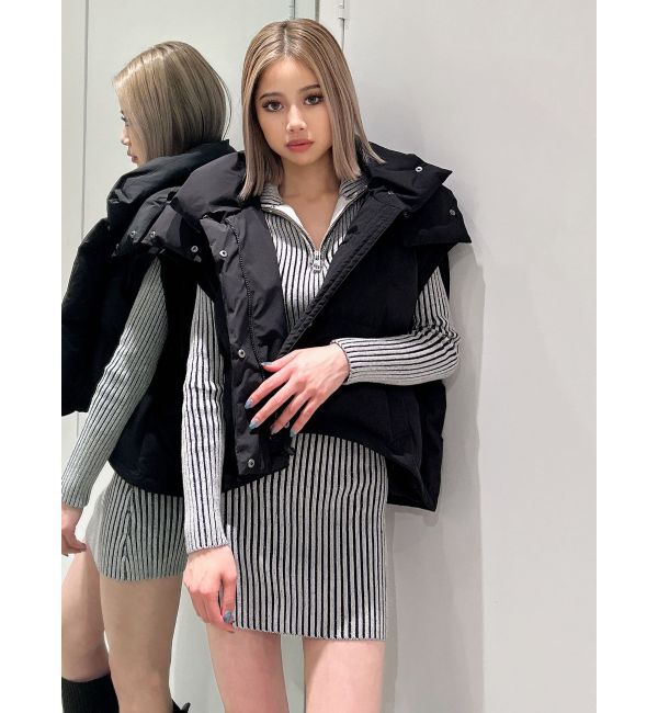 GYDA「ハーフZIPリブニットワンピース」|ワンピース|