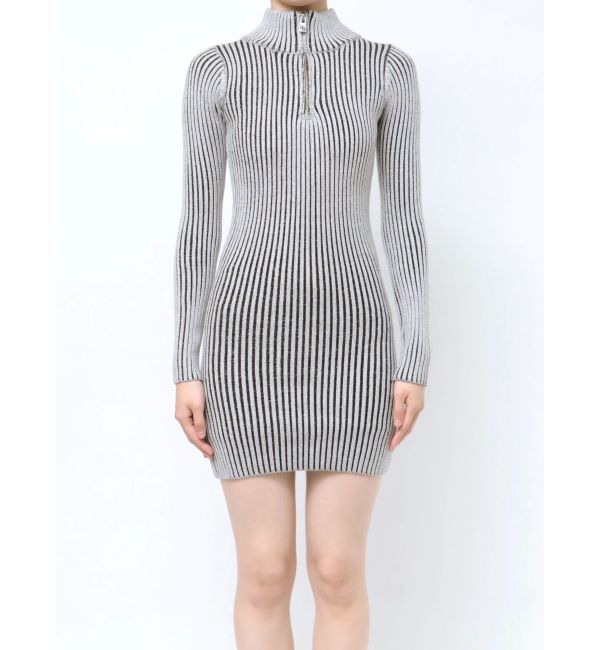 GYDA「ハーフZIPリブニットワンピース」|ワンピース|