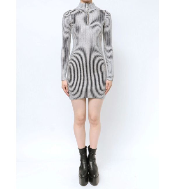 GYDA「ハーフZIPリブニットワンピース」|ワンピース|
