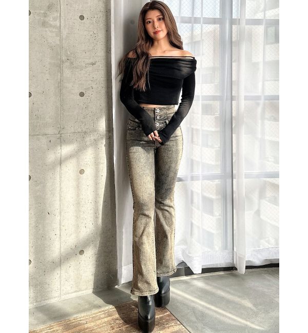 GYDA「アシンンメトリーオフショルトップス」|Tシャツ・カットソー|