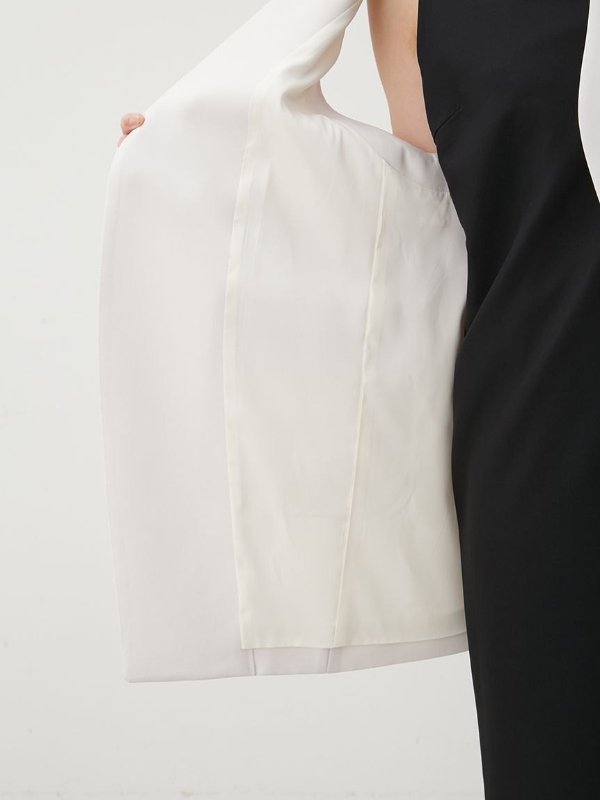 Mila Owen「ソリッドノーカラーロングベスト」|ダウンベスト・ベスト|