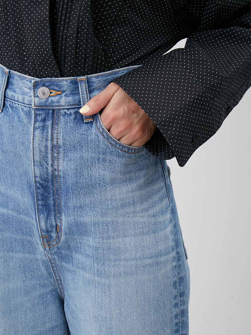 Mila Owen「ハイウエストワイドデニムパンツ」|デニム|