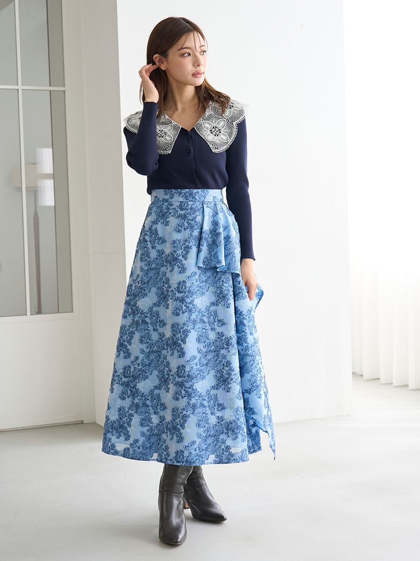 SNIDEL「フラワーカットジャガードスカート」|スカート|