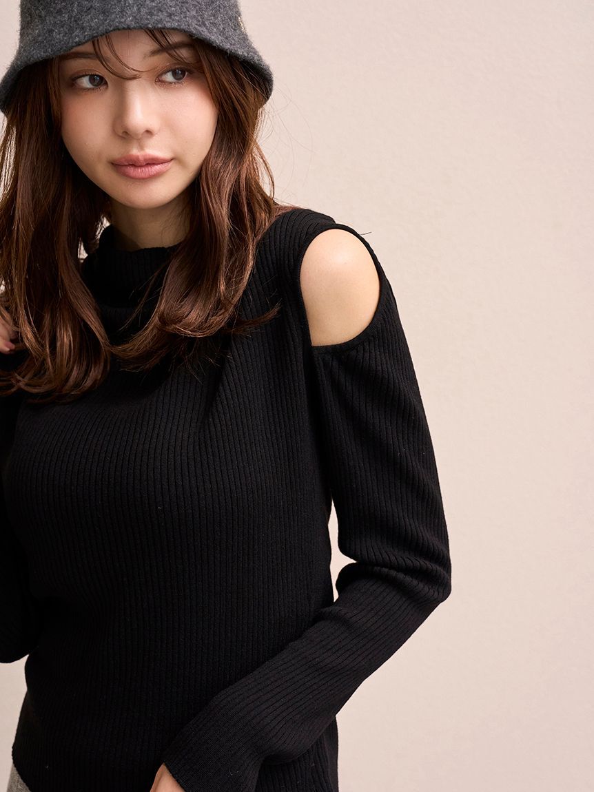 SNIDEL「コールドショルダールーズリブプルオーバー」|ニット・セーター|