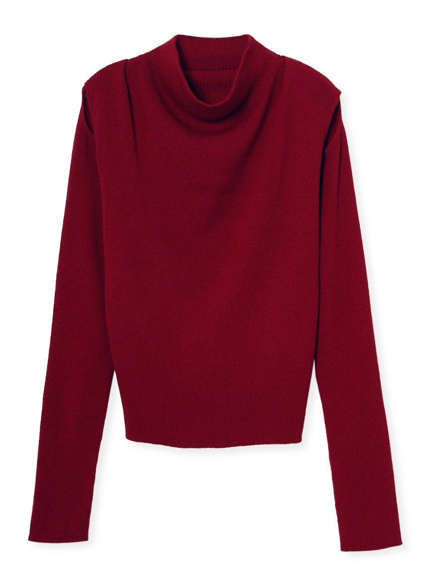 SNIDEL「コールドショルダールーズリブプルオーバー」|ニット・セーター|RED