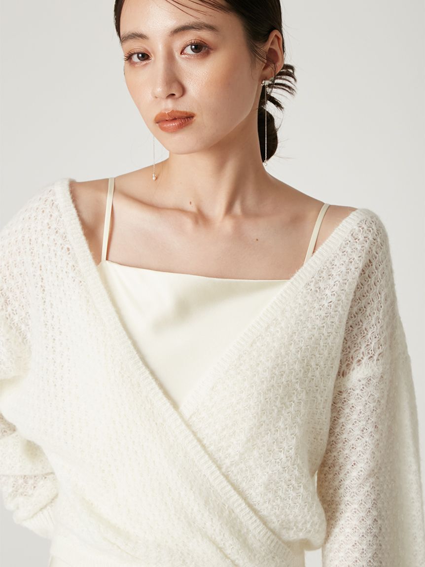 FRAY I.D「サテンキャミクロシェニットアンサンブル」|ワンピース|