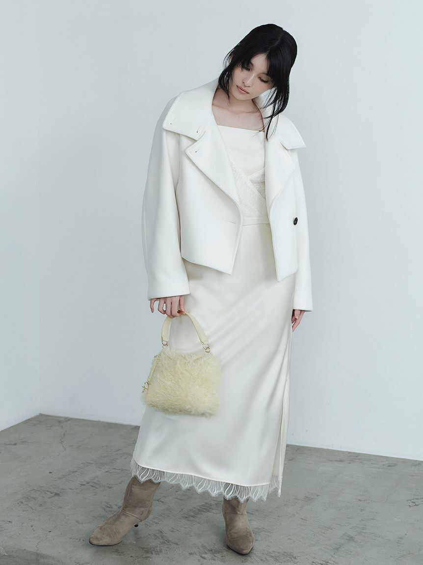 FRAY I.D「サテンキャミクロシェニットアンサンブル」|ワンピース|