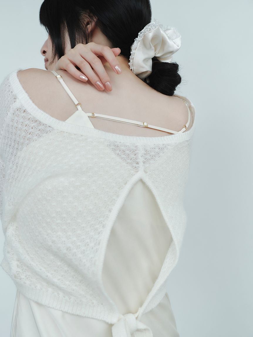 FRAY I.D「サテンキャミクロシェニットアンサンブル」|ワンピース|