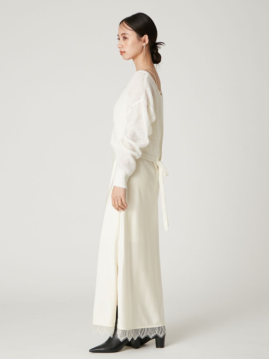 FRAY I.D「サテンキャミクロシェニットアンサンブル」|ワンピース|