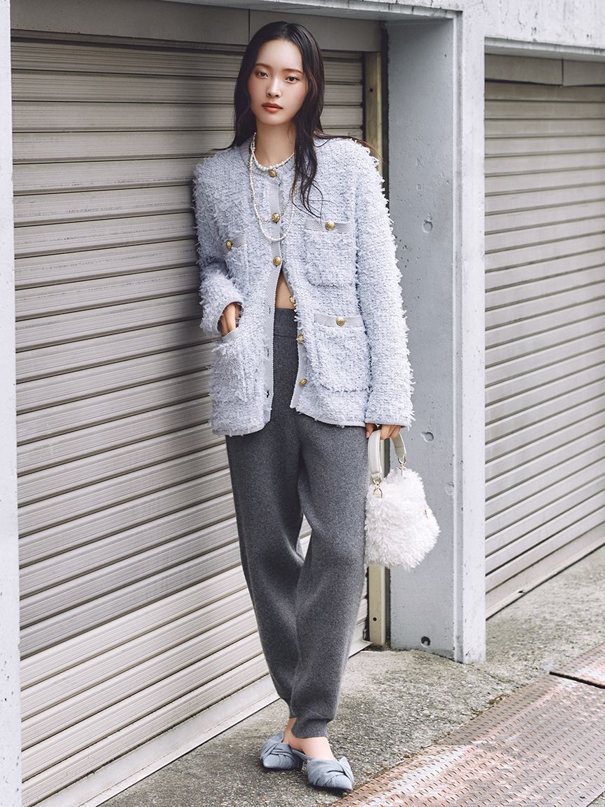 FRAY I.D「ハイゲージニットイージーパンツ」|チノ|GRY