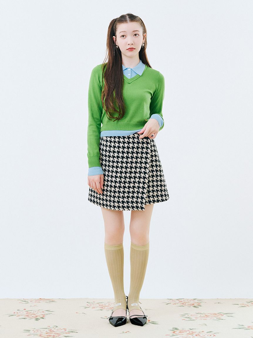 LILY BROWN「シャツレイヤードニットトップス」|ニット・セーター|