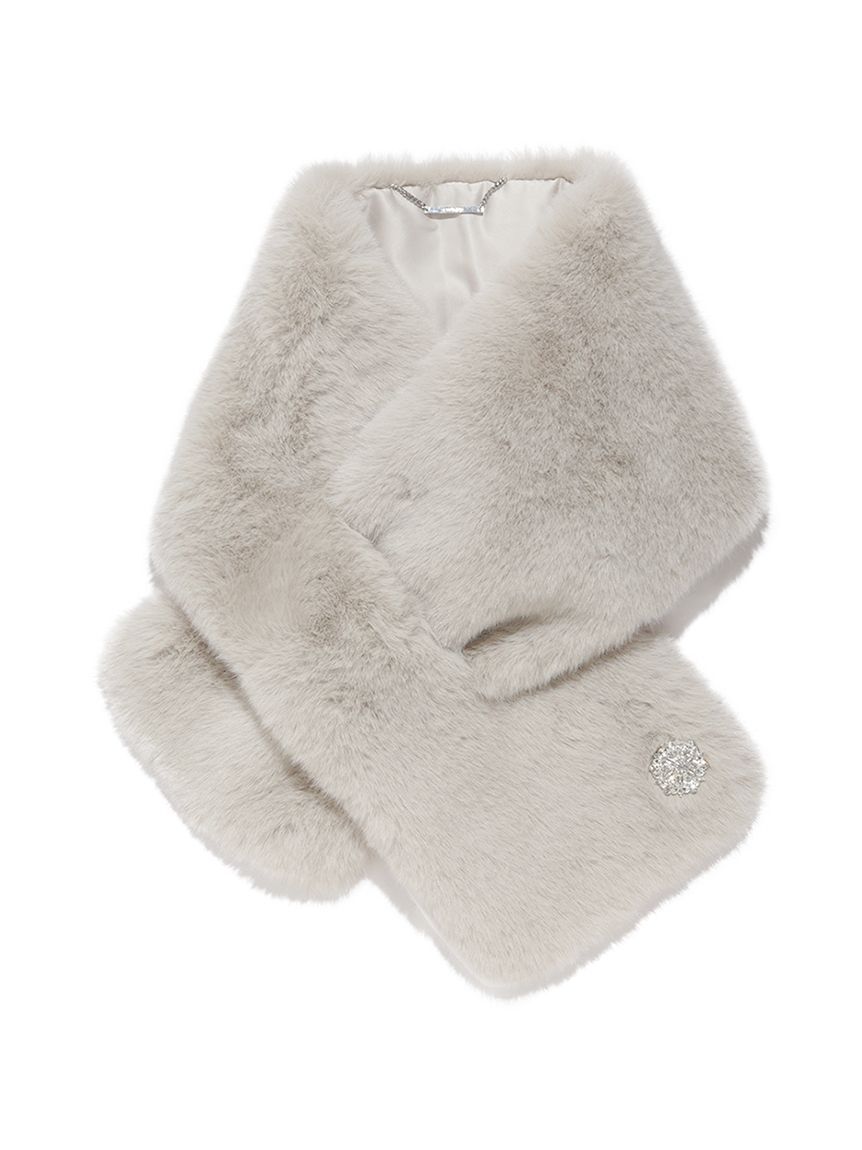 CELFORD「ビジュー付きフェイクファーストール」|マフラー|GRY