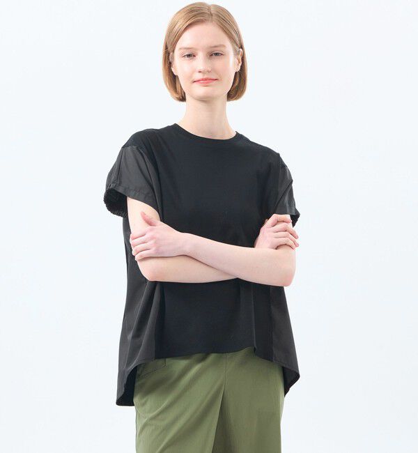 MACKINTOSH PHILOSOPHY「ギャザースリーブコンビカットソー」|Tシャツ・カットソー|ブラック