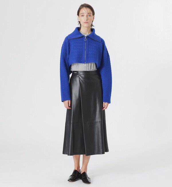  「【ドラマ着用商品】シャツコンビクロップドジップニット」|ニット・セーター|