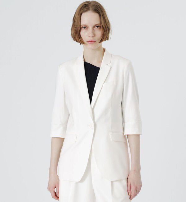  「ウォッシャブルハーフスリーブジャケット」|テーラードジャケット|