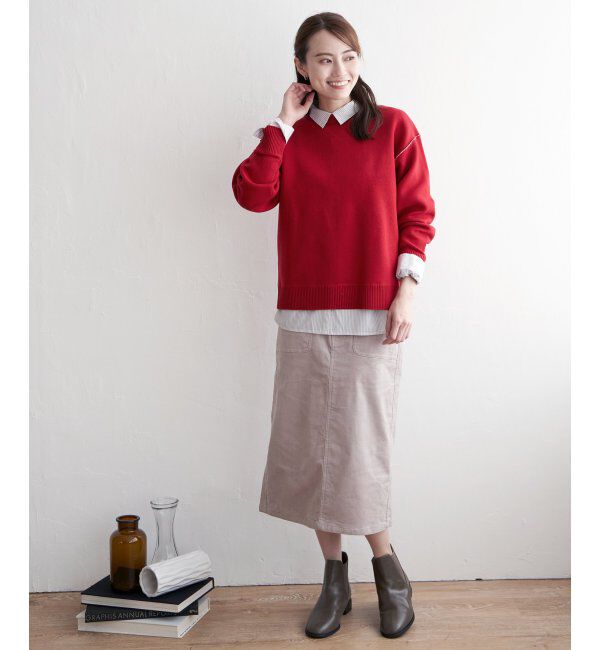 ikka「ダブルフェイススウェットライクニット」|プルオーバー|