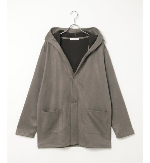 ikka「フェイクスエードフーディガン」|カーディガン|