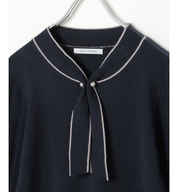 IKKA LOUNGE「ボウタイソデプリーツニット」|プルオーバー|