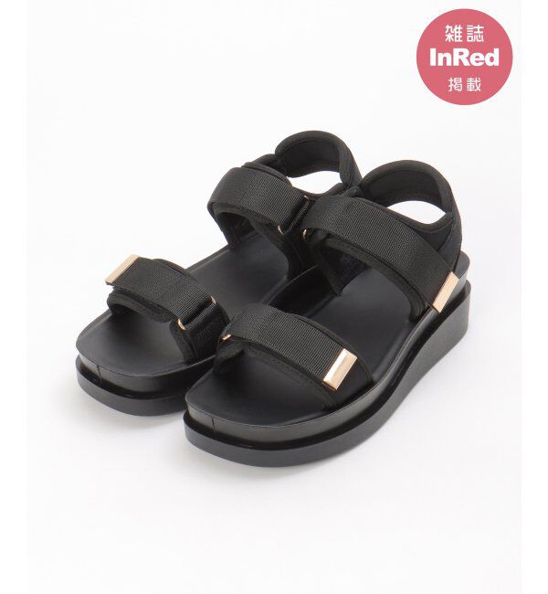 ikka「ベルクロスポーティーサンダル」|その他|ブラック