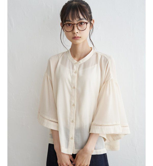Lbc with Life「シアーハシゴレーススリーブシャツ」|シャツ・ブラウス|オフホワイト
