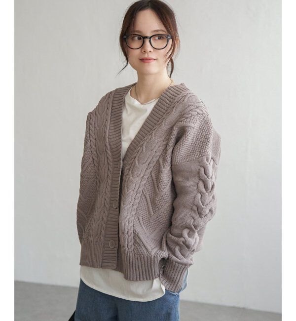 Lbc with Life「ケーブルボリュームカーディガン」|カーディガン|ベージュ