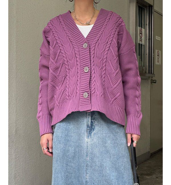 Lbc with Life「ケーブルボリュームカーディガン」|カーディガン|ピンク