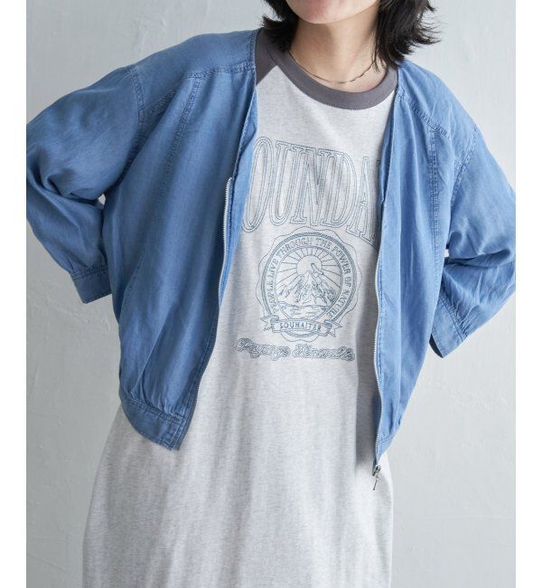 VENCE share style「デニムVネックブルゾン」|その他|ブルー