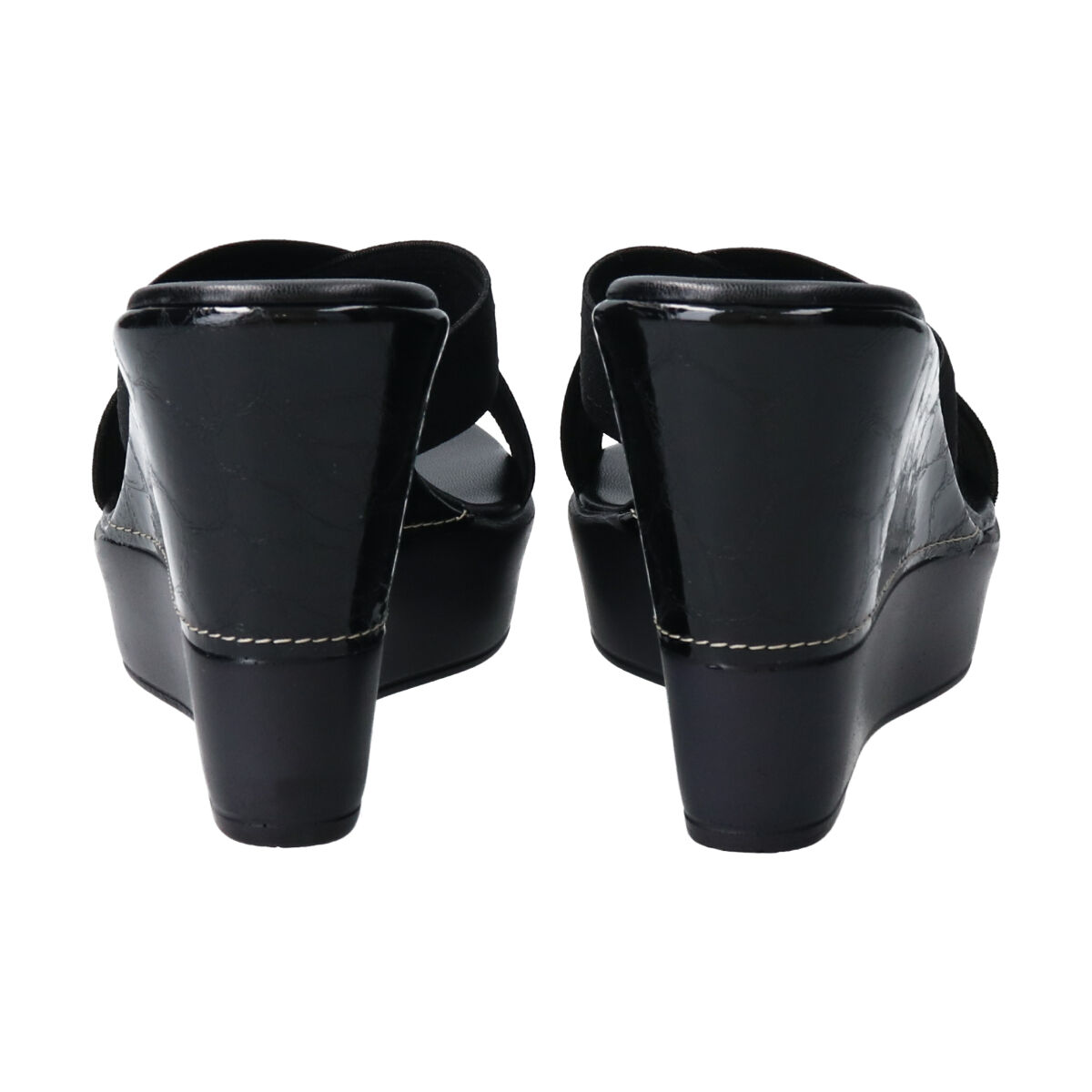 IMPORT SELECT「【ITALIAN SHOEMAKERS】クロスベルト厚底コンビウェッジミュール」|サンダル|