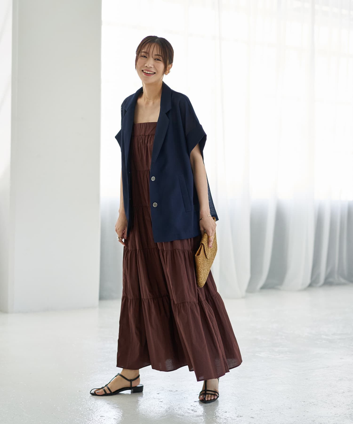 STYLE DELI「メッシュ生地の袖口折り返しジャケット」|テーラードジャケット|