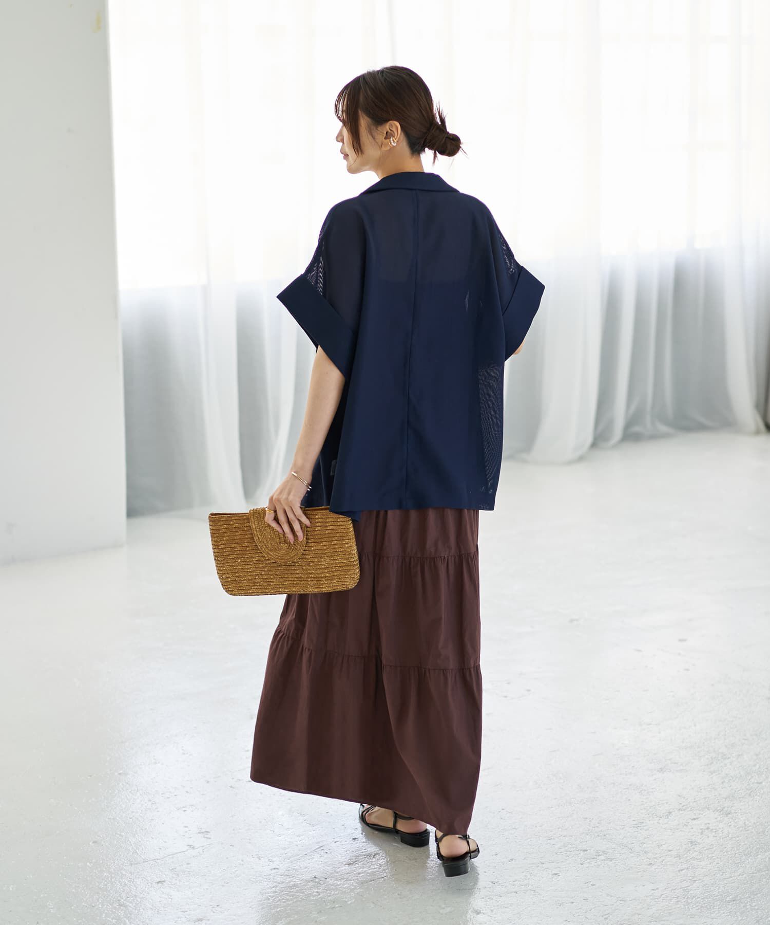 STYLE DELI「メッシュ生地の袖口折り返しジャケット」|テーラードジャケット|