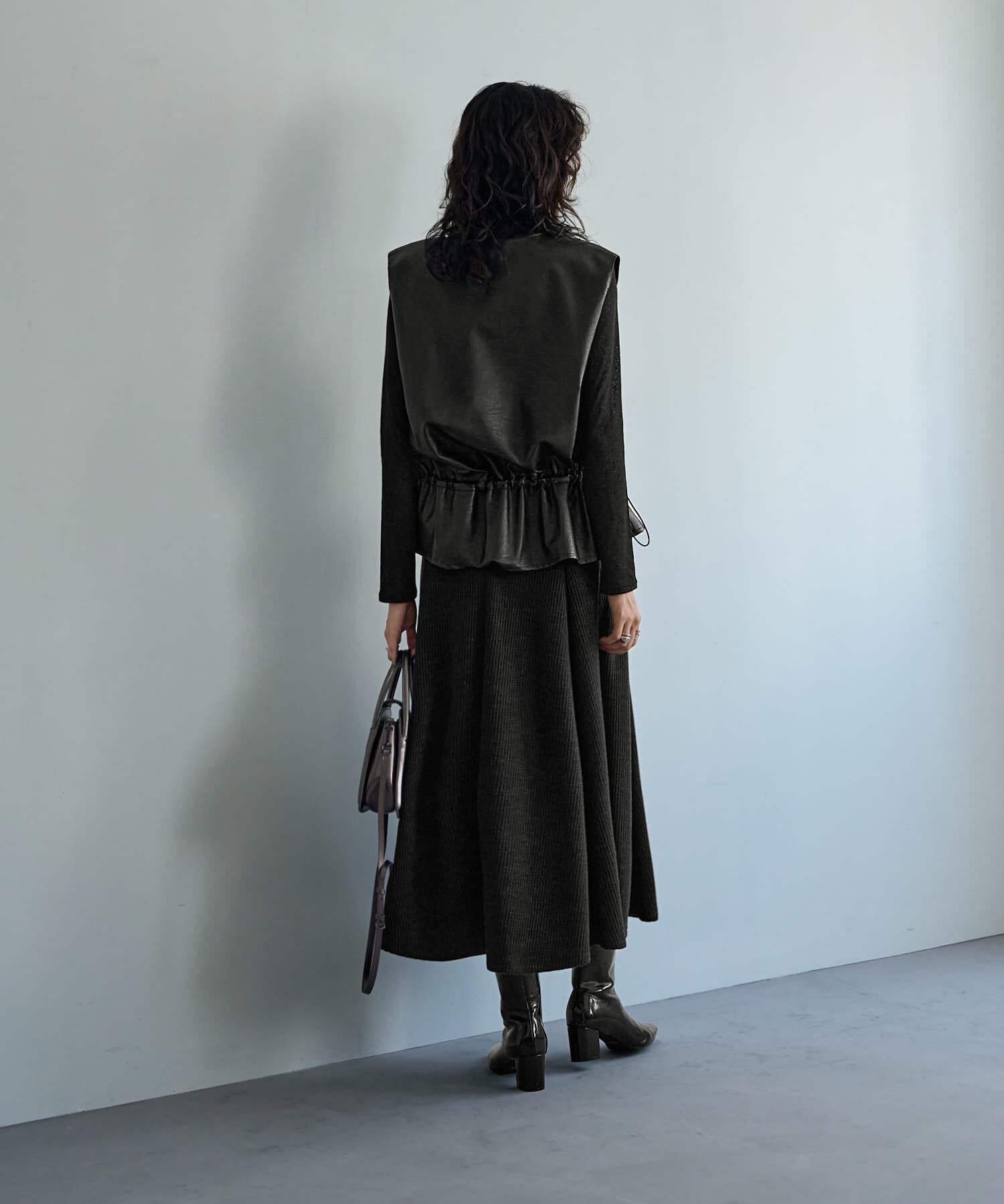 STYLE DELI「【LUXE】ペプラムフェイクレザーベスト」|ベスト・ジレ|