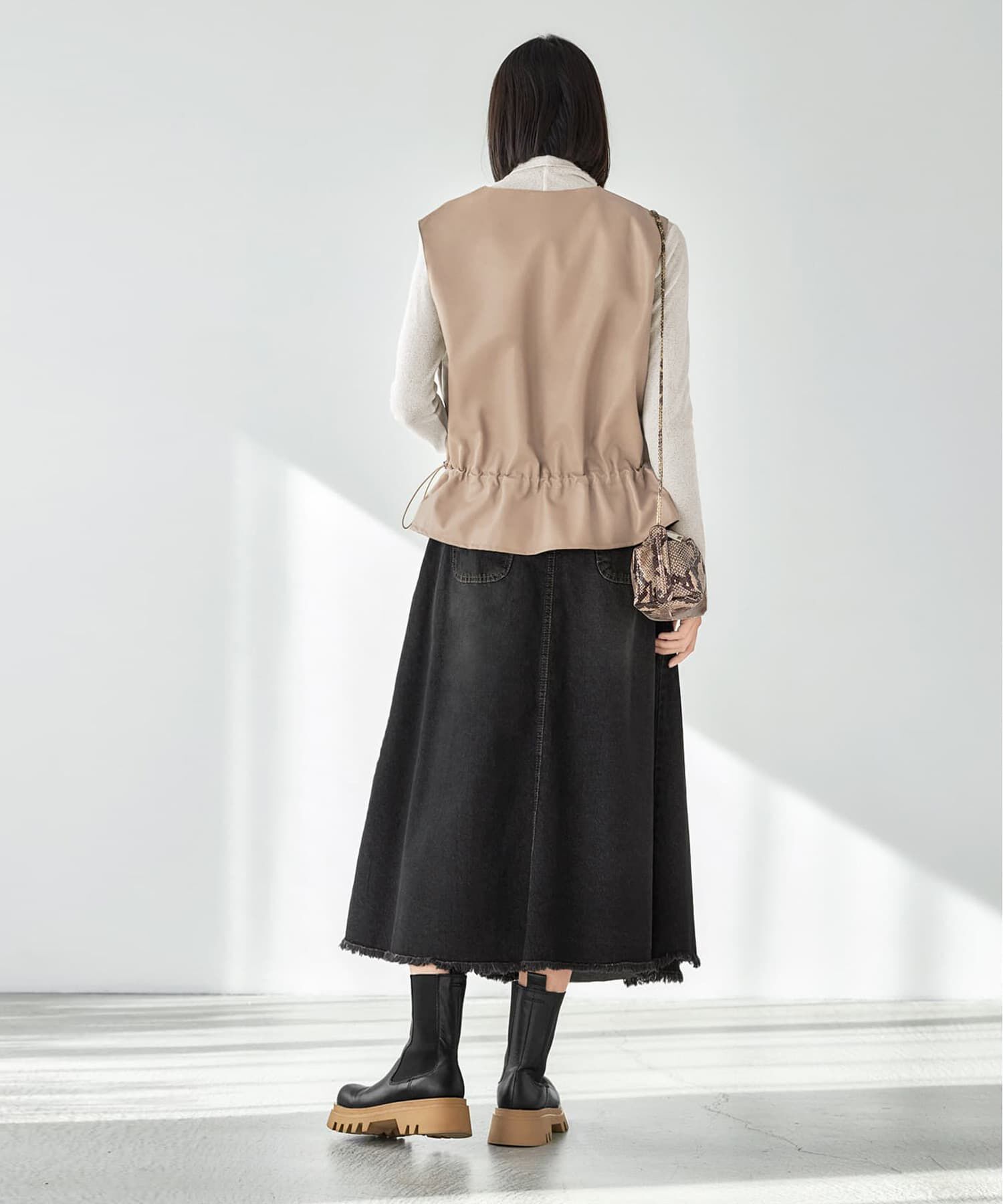 STYLE DELI「【LUXE】ペプラムフェイクレザーベスト」|ベスト・ジレ|