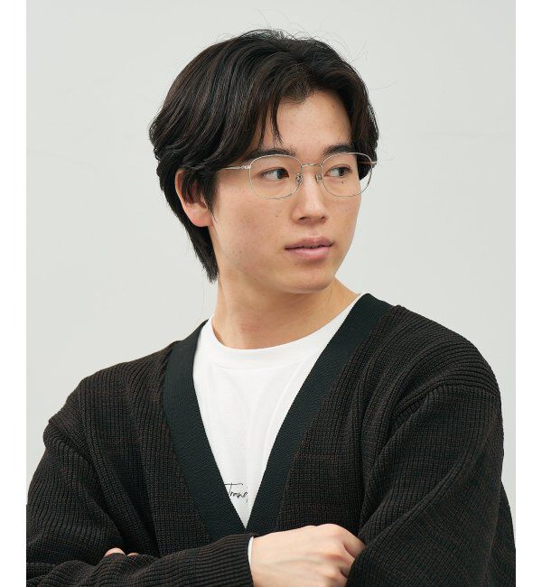  「ウェリントン型 メガネ | 四角 小顔効果 チタン 軽量 メタル 伊達・度付き Zoff  レンズ交換券付」|メガネ|