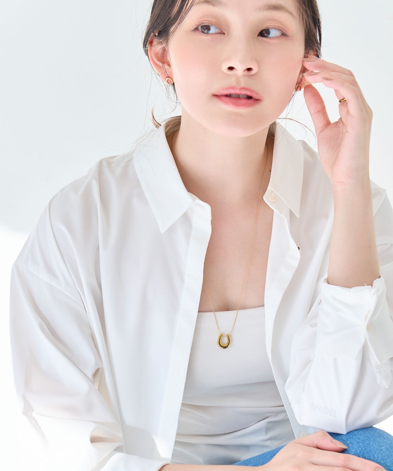 Phoebe「【金属アレルギー対応】メタリックホースシューネックレス　ゴールド　ステンレス/馬蹄/蹄鉄/ギフト」|ネックレス|