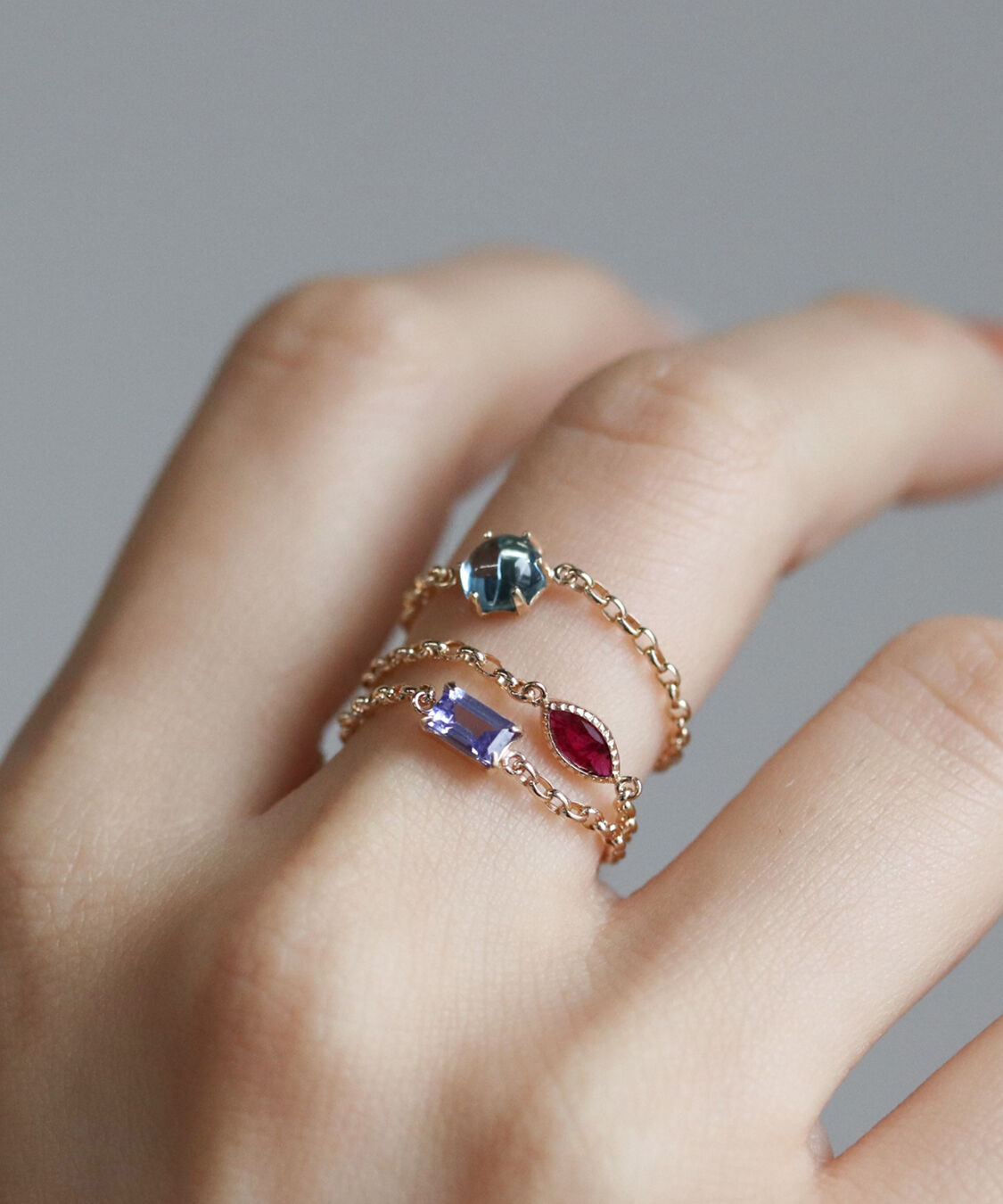  「タンザナイト  チェーンリング | K10YG」|リング|