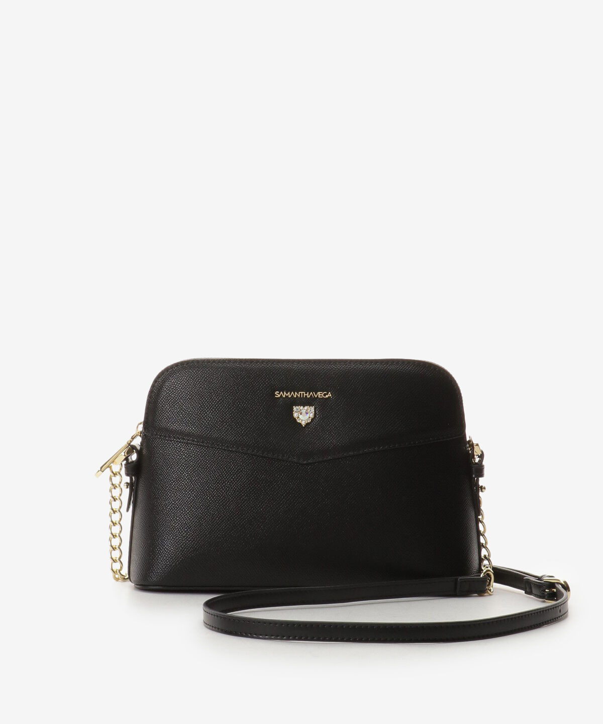 Samantha Vega「ハートビジュー付きショルダーバッグ」|ショルダー・メッセンジャー|ブラック
