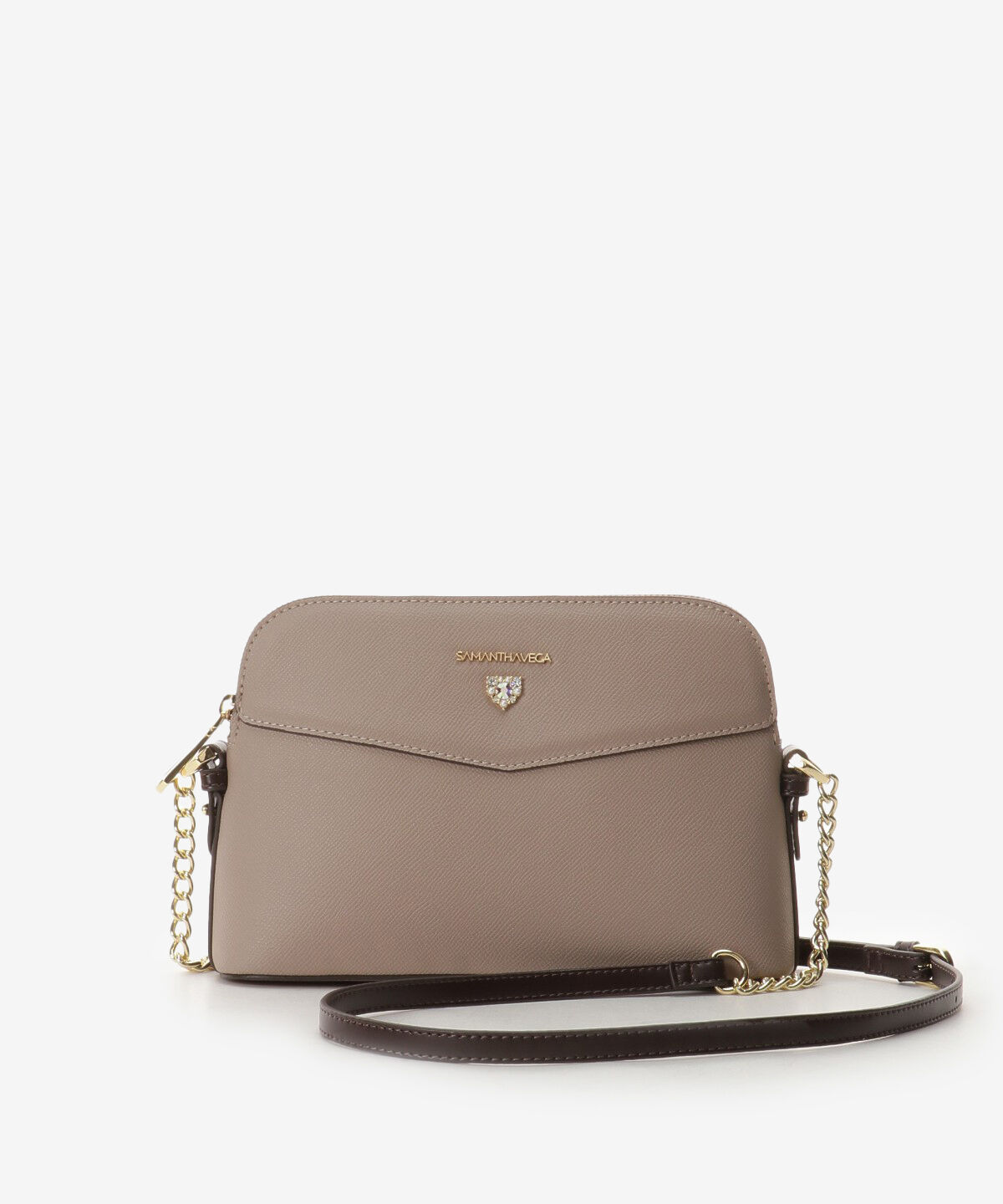 Samantha Vega「ハートビジュー付きショルダーバッグ」|ショルダー・メッセンジャー|モカ