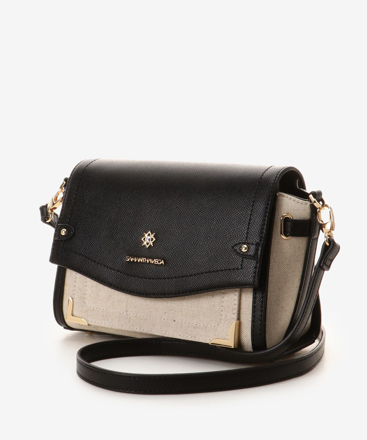 Samantha Vega「バイカラーキャンバスビジューショルダーバッグ」|ショルダー・メッセンジャー|