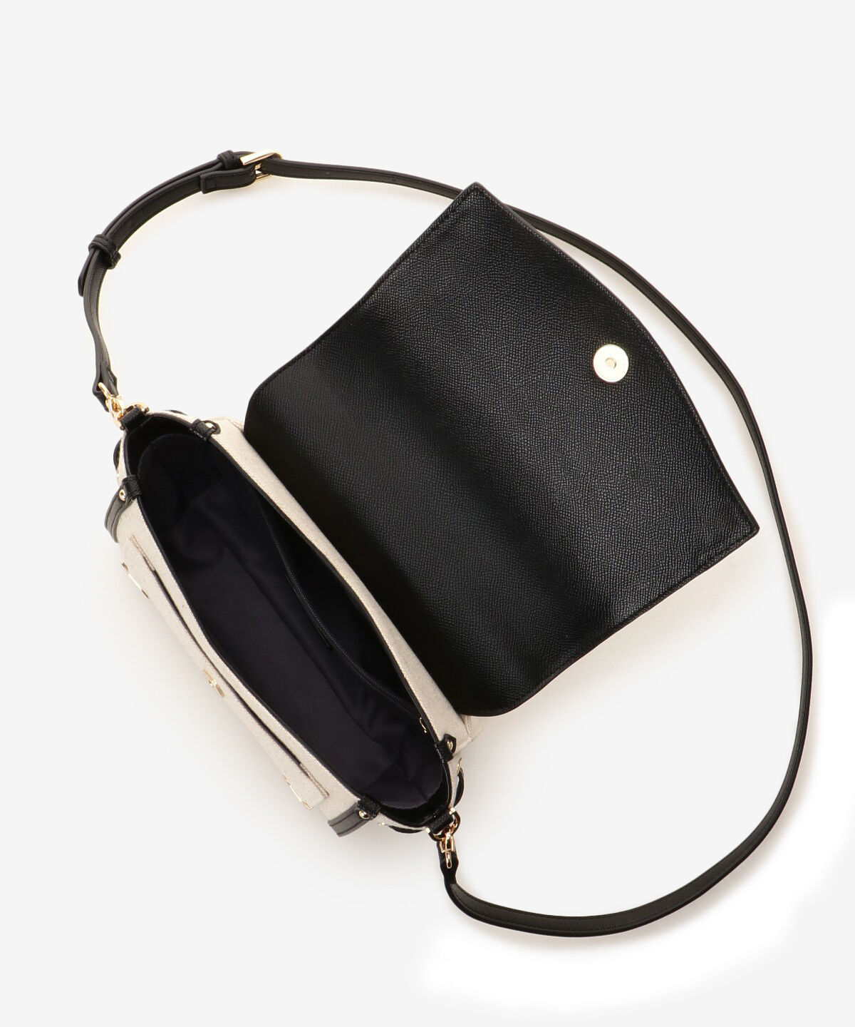 Samantha Vega「バイカラーキャンバスビジューショルダーバッグ」|ショルダー・メッセンジャー|