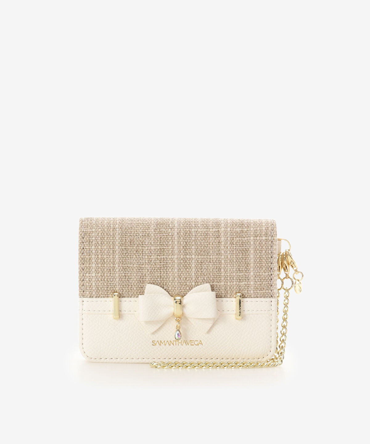 Samantha Vega「マテリアルアクセントリボンパスケース」|定期入れ|ホワイト